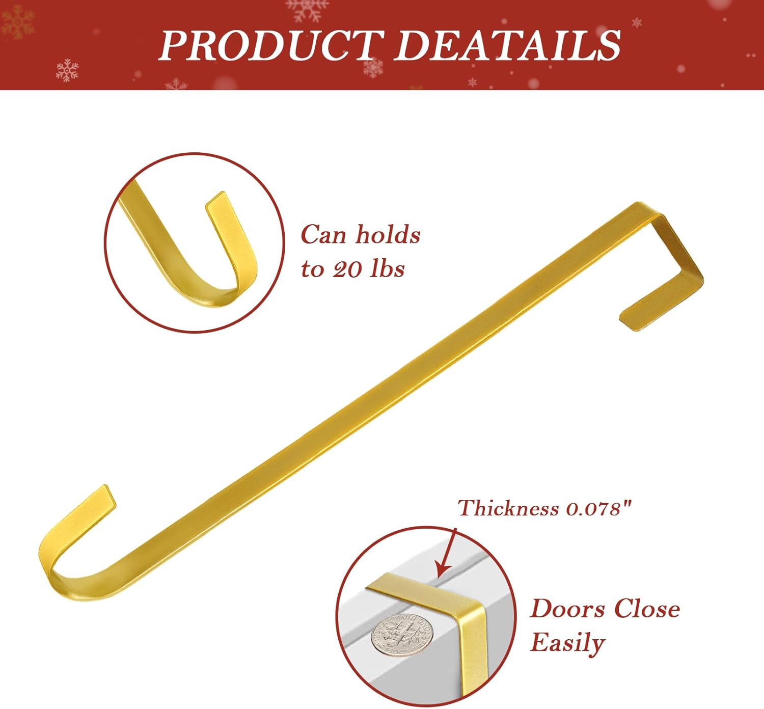 Metal 12" Over-the-Door Hooks Wreath Hanger