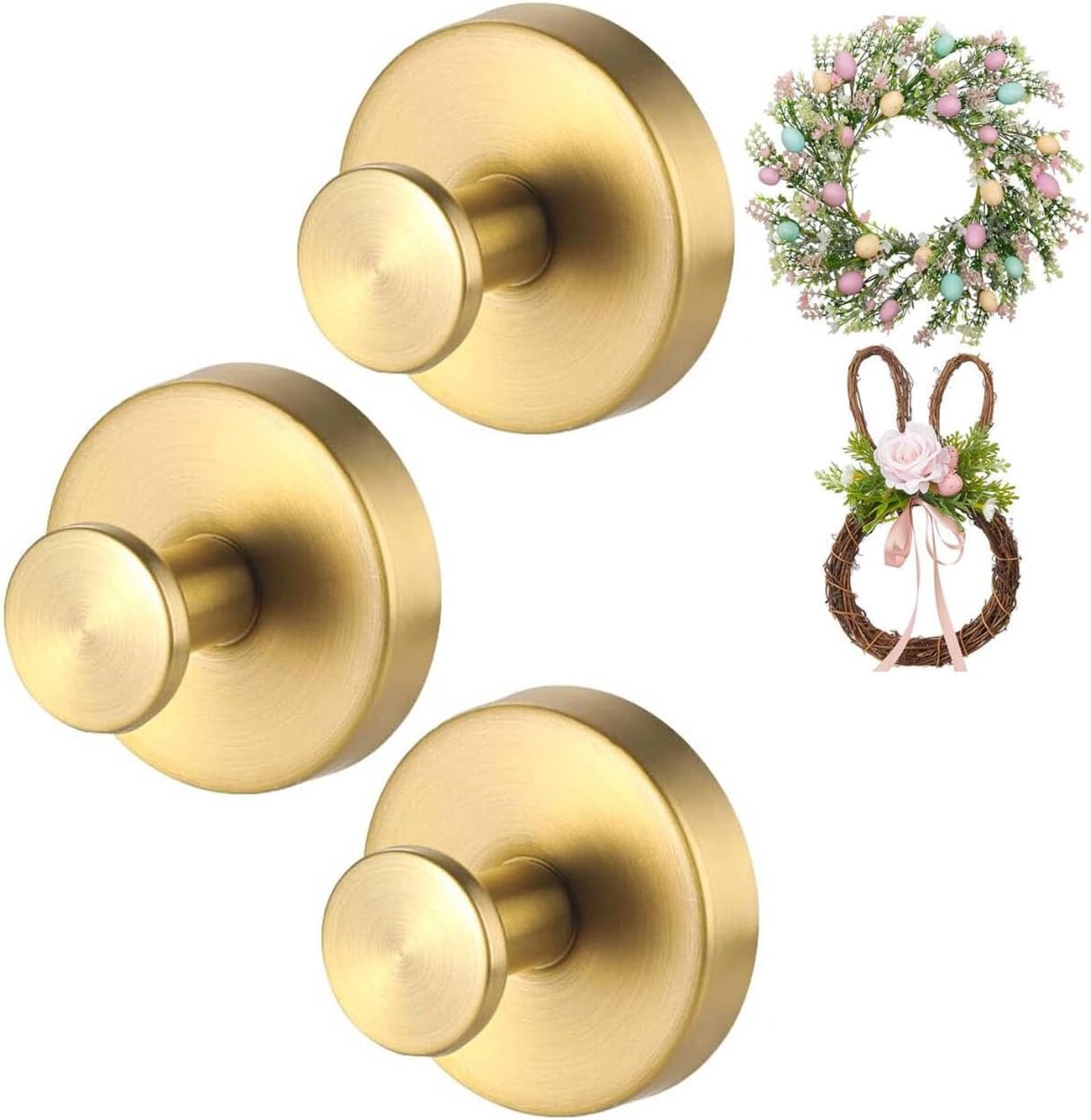 Black Wreath Door Hanger, Heavy Duty Wreath Suction Cup Hooks for Fall Halloween Christmas Decorations, 2 Pack Strong Reusable Wreath Hangers Welcome Sign Front Door Window Glass Indoor Outdoor