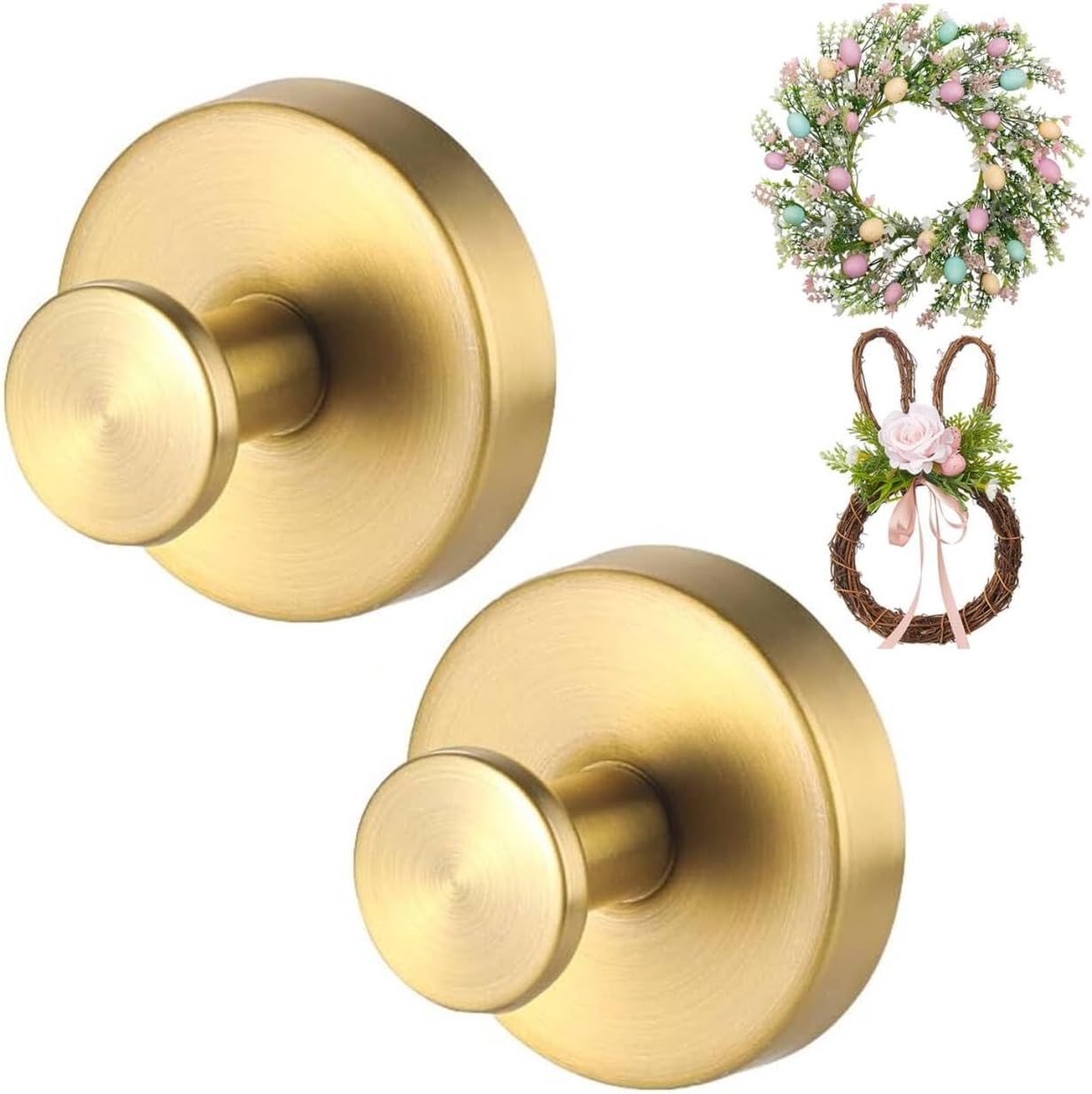 Black Wreath Door Hanger, Heavy Duty Wreath Suction Cup Hooks for Fall Halloween Christmas Decorations, 2 Pack Strong Reusable Wreath Hangers Welcome Sign Front Door Window Glass Indoor Outdoor