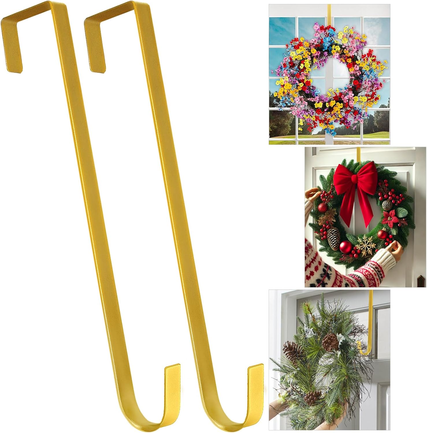 Metal 12" Over-the-Door Hooks Wreath Hanger