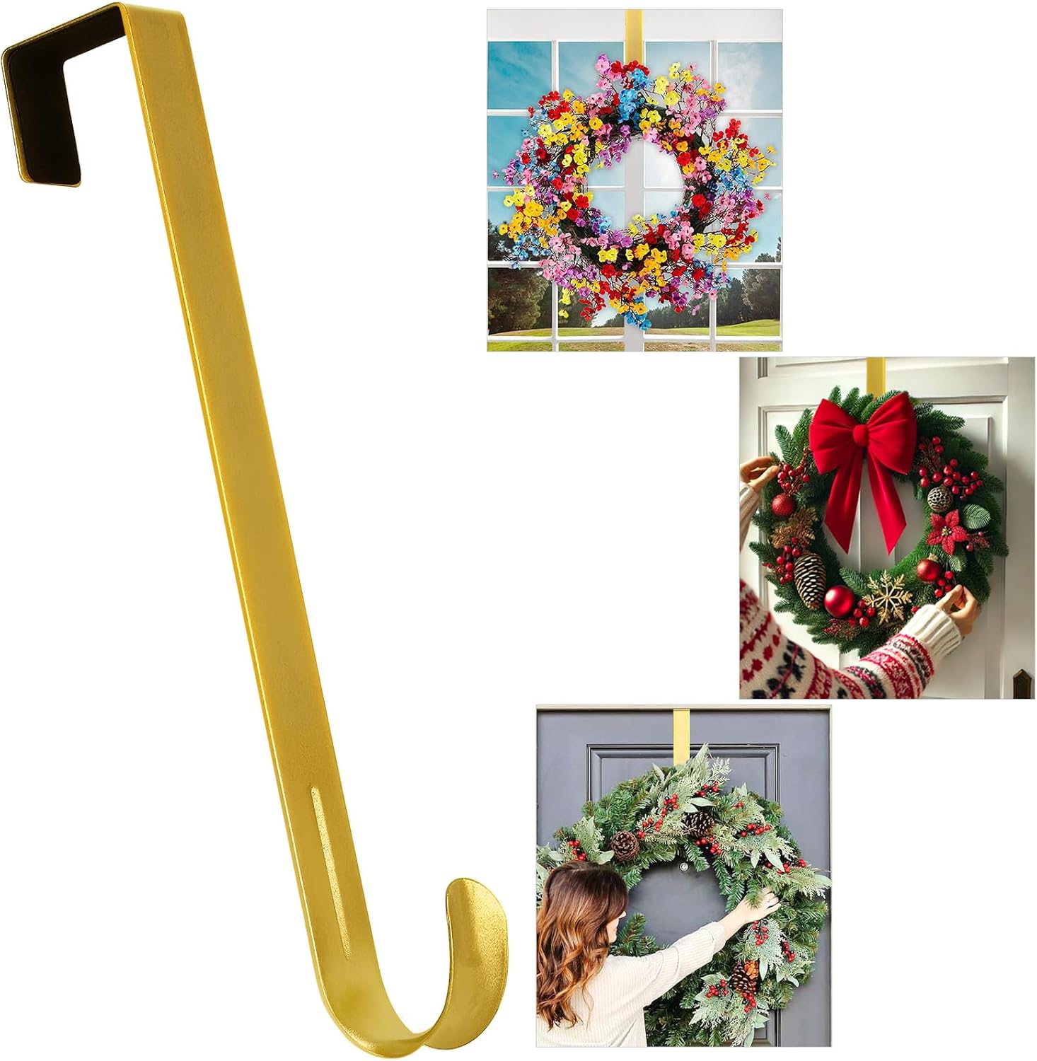 Metal 12" Over-the-Door Hooks Wreath Hanger