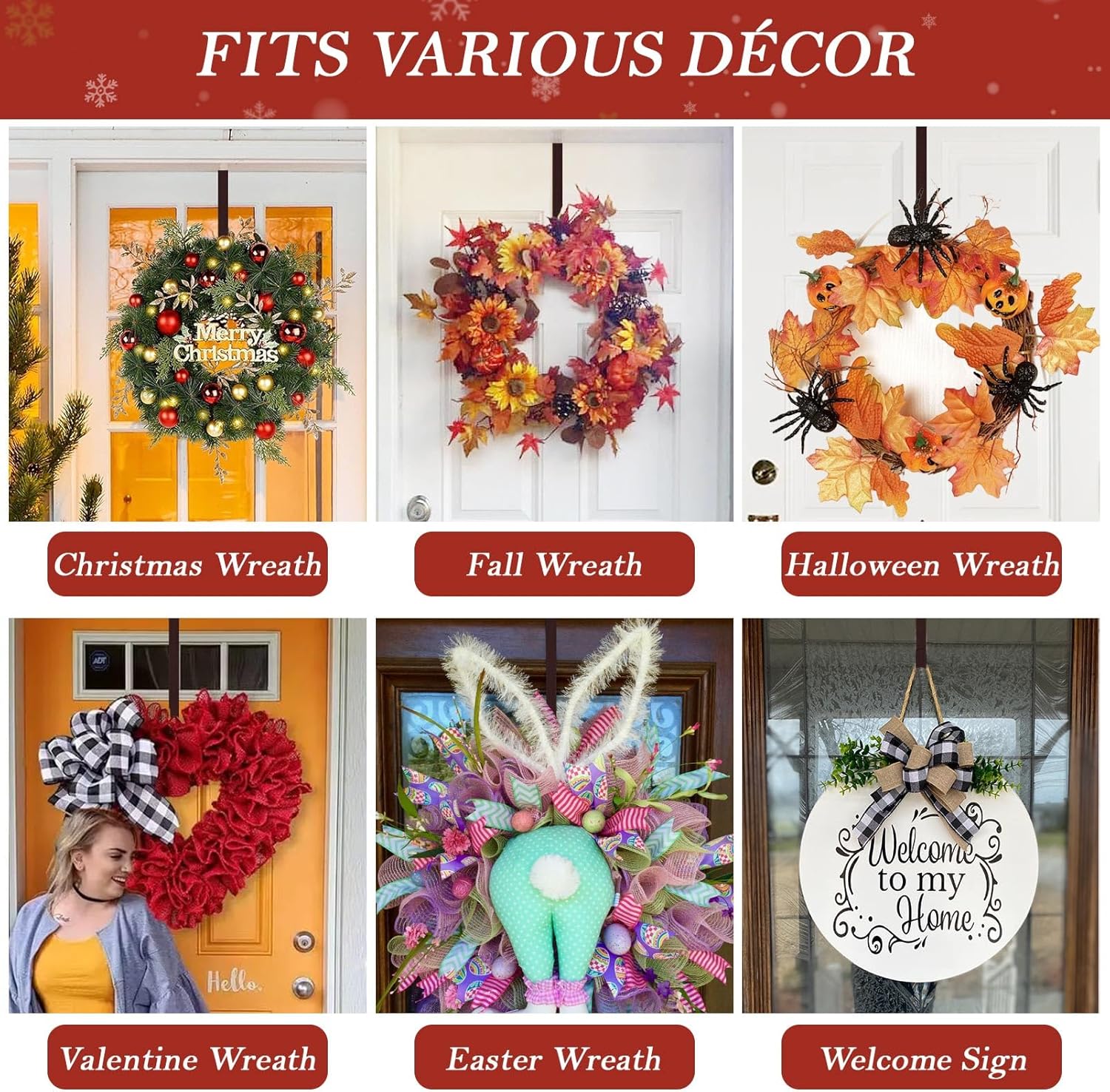 Metal 12" Over-the-Door Hooks Wreath Hanger
