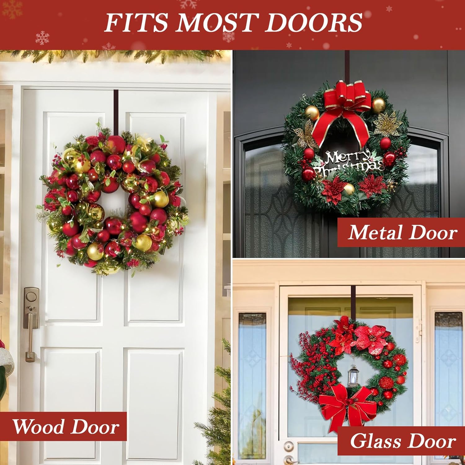 Metal 12" Over-the-Door Hooks Wreath Hanger
