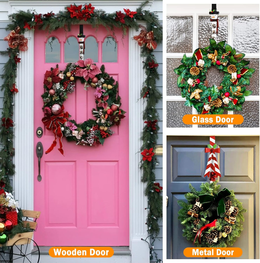 2 Pack Metal Wreath Hangers for Front Door, Pumpkin&Maple Leaves Fall Wreath Door Hanger Over The Door Single Wreath Hanger, Halloween Wreath Hanger Ornament Fall Decoration Wreath Hangers(burgundy)