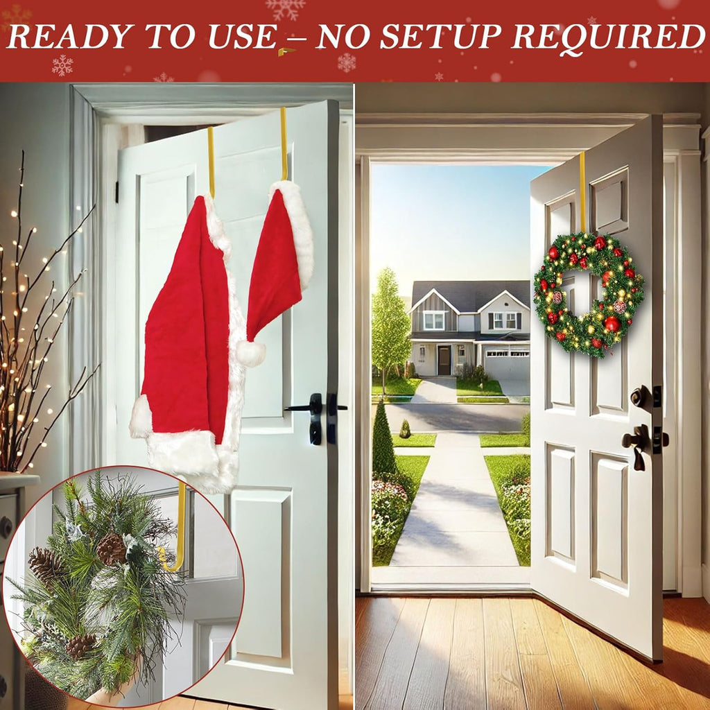 Metal 12" Over-the-Door Hooks Wreath Hanger