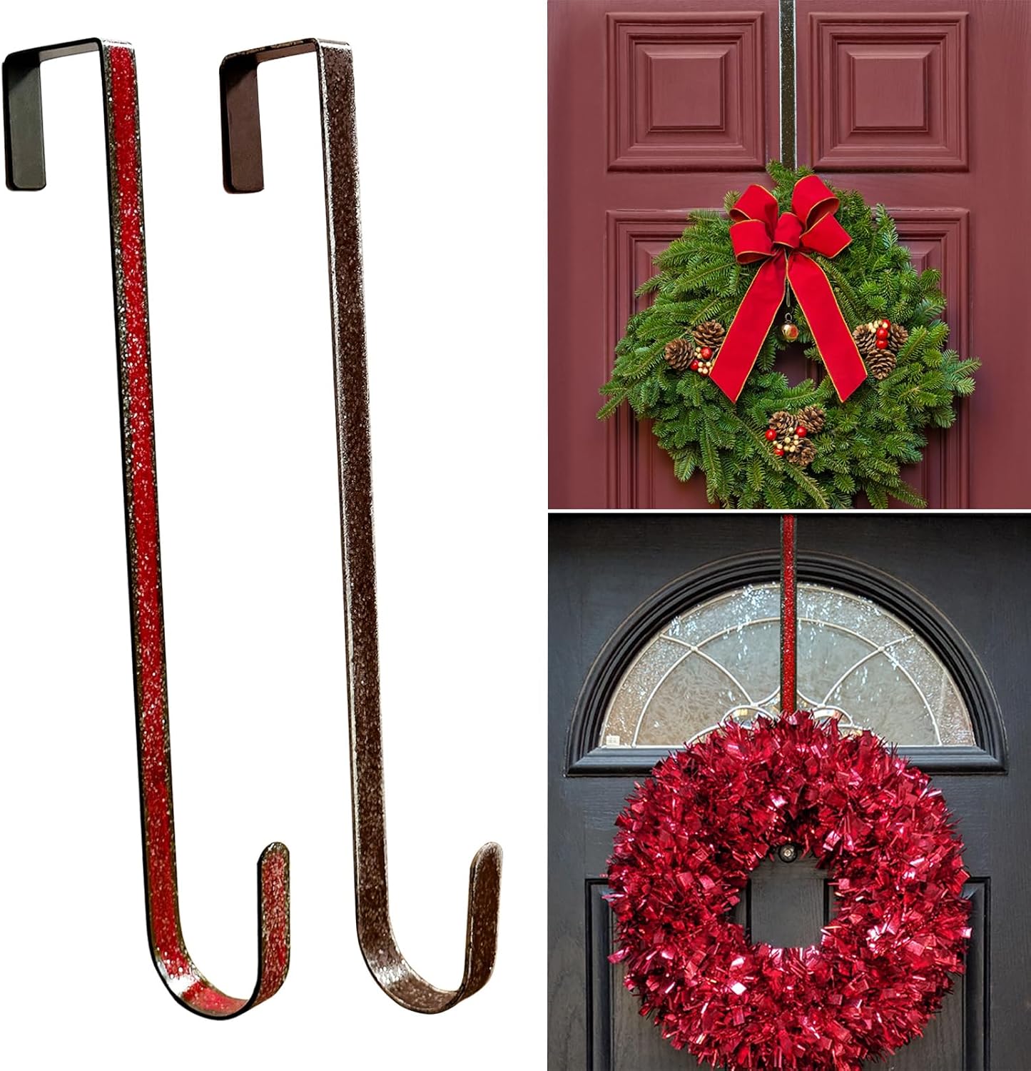 2 Pack Fall Wreath Door Hanger with Pumpkin & Witch, Fall Decoration Metal Over The Door Single Halloween Wreath Hanger Ornament Halloween Wreath Hangers for Front Door,Door Wreath Hanger
