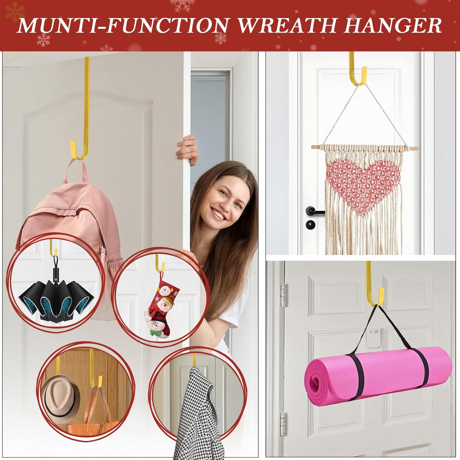 Metal 12" Over-the-Door Hooks Wreath Hanger
