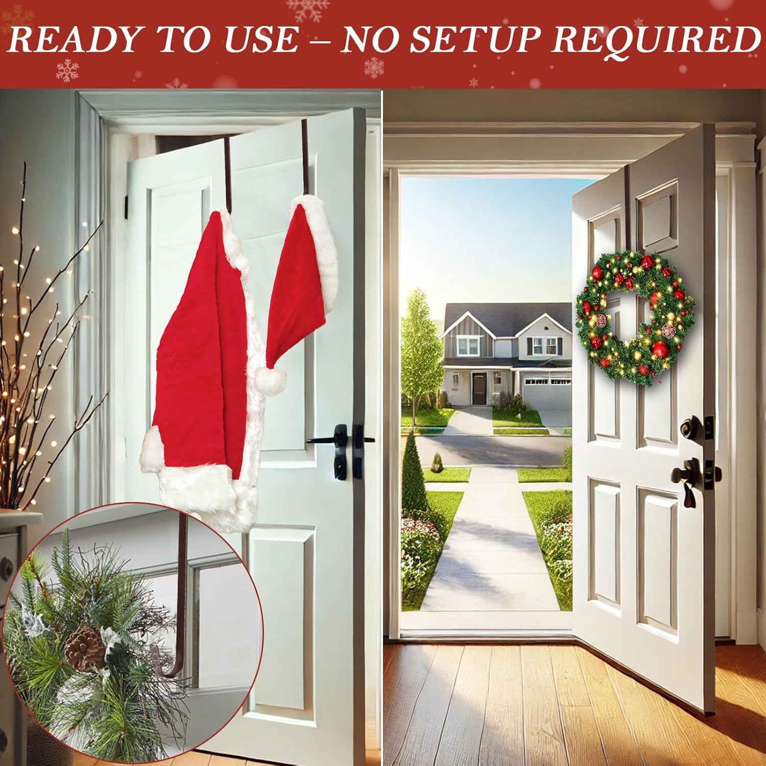 Metal 12" Over-the-Door Hooks Wreath Hanger